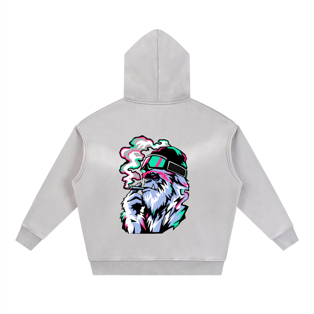 Yeti Design Sunfade Two-way Zipper Boxy Fleece Hoodie