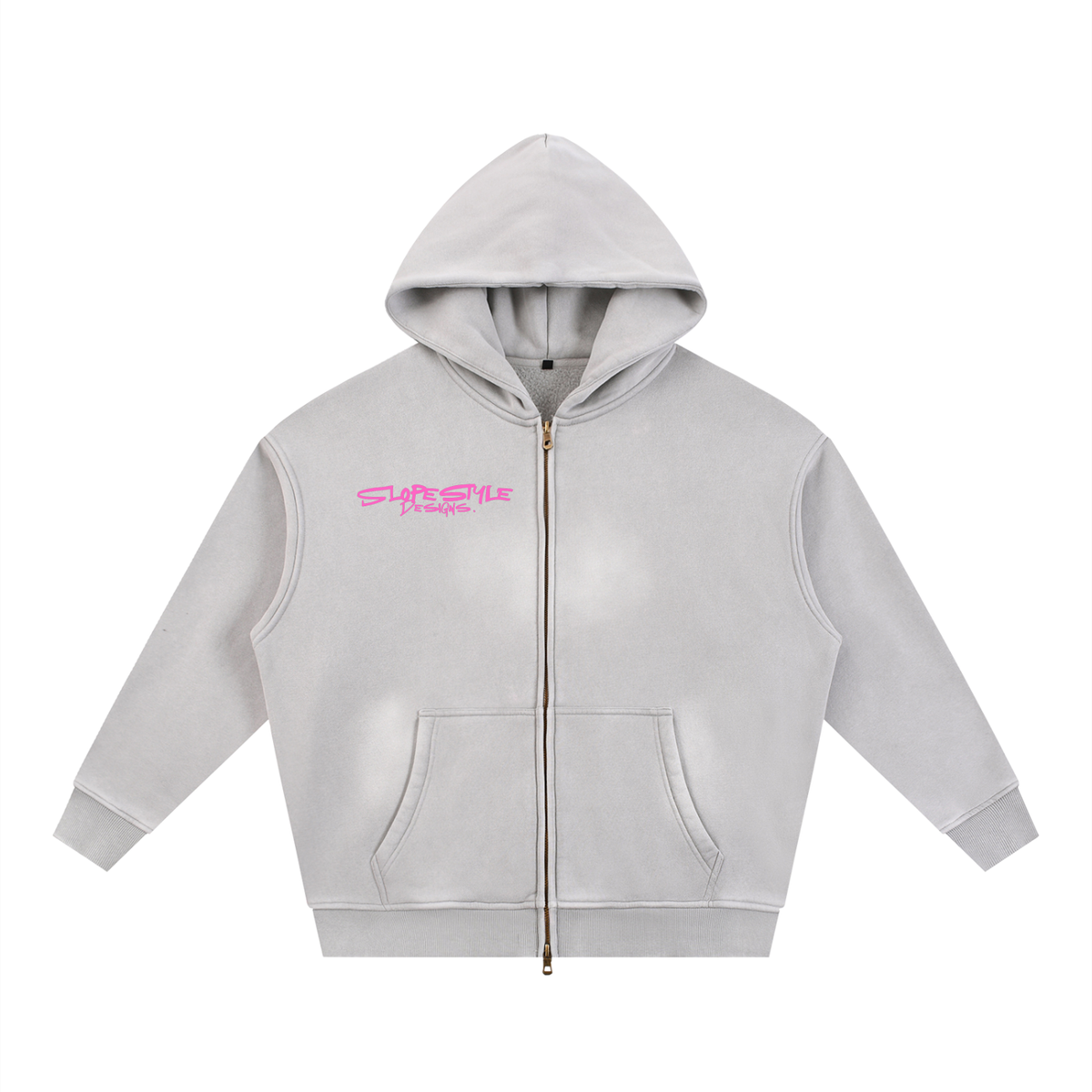 Yeti Design Sunfade Two-way Zipper Boxy Fleece Hoodie